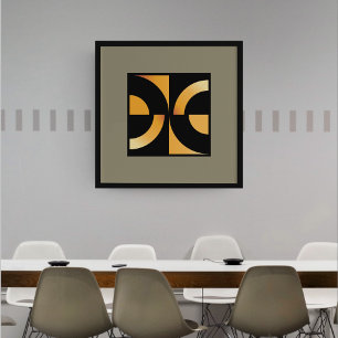 Dynamic Curves: Minimalist Orange on Black Poster
