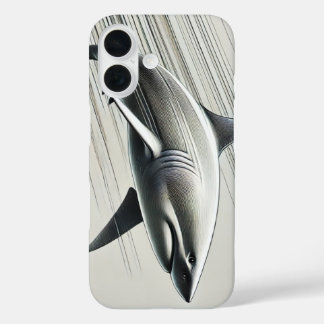 Dynamic Digital Shark in Motion iPhone 16 Case