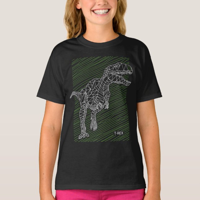 Dynamic Dino: T-Rex Illustration Lines T-Shirt (Front)