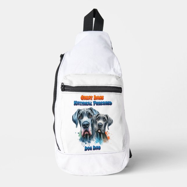 Dynamic Duo: Great Dane National Purebred Dog Sling Bag (Front)
