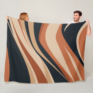 Dynamic Earth Tones Abstract Waves Fleece Blanket