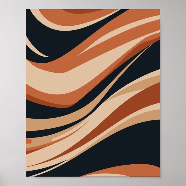 Dynamic Earth Tones Abstract Waves Poster (Front)