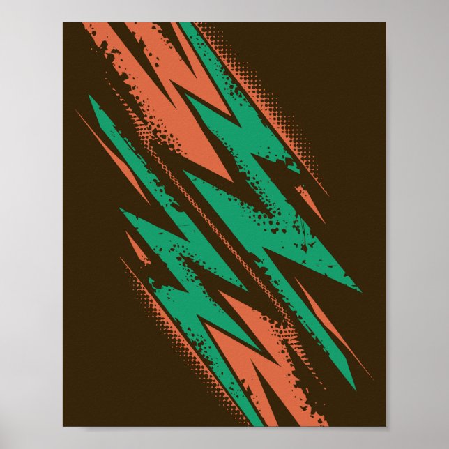 Dynamic Energy in Turquoise Green and Orange Poster (Front)