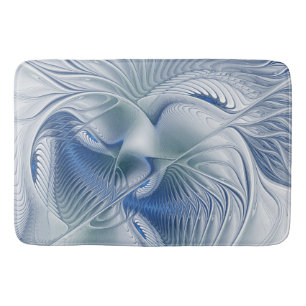Dynamic Fantasy Abstract Blue Tones Fractal Art Bath Mat