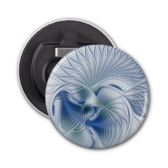 Dynamic Fantasy Abstract Blue Tones Fractal Art Bottle Opener (Front)