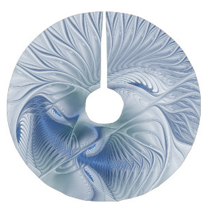 Dynamic Fantasy Abstract Blue Tones Fractal Art Brushed Polyester Tree Skirt