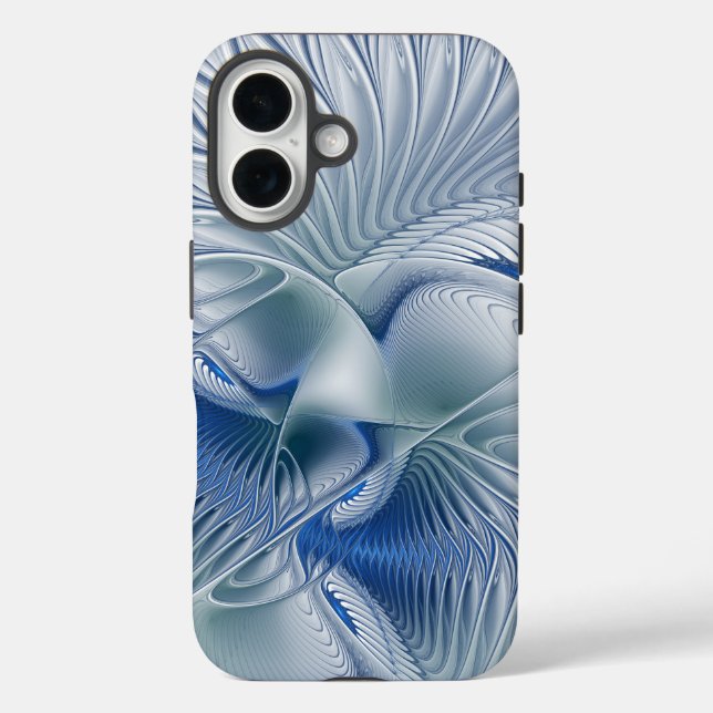 Dynamic Fantasy Abstract Blue Tones Fractal Art Case-Mate iPhone Case (Back)