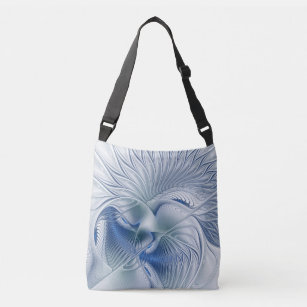 Dynamic Fantasy Abstract Blue Tones Fractal Art Crossbody Bag