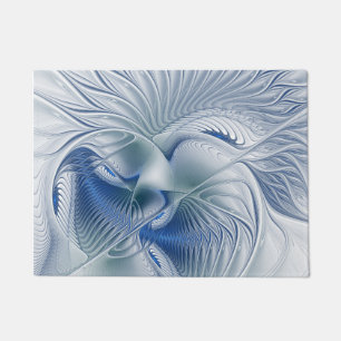 Dynamic Fantasy Abstract Blue Tones Fractal Art Doormat