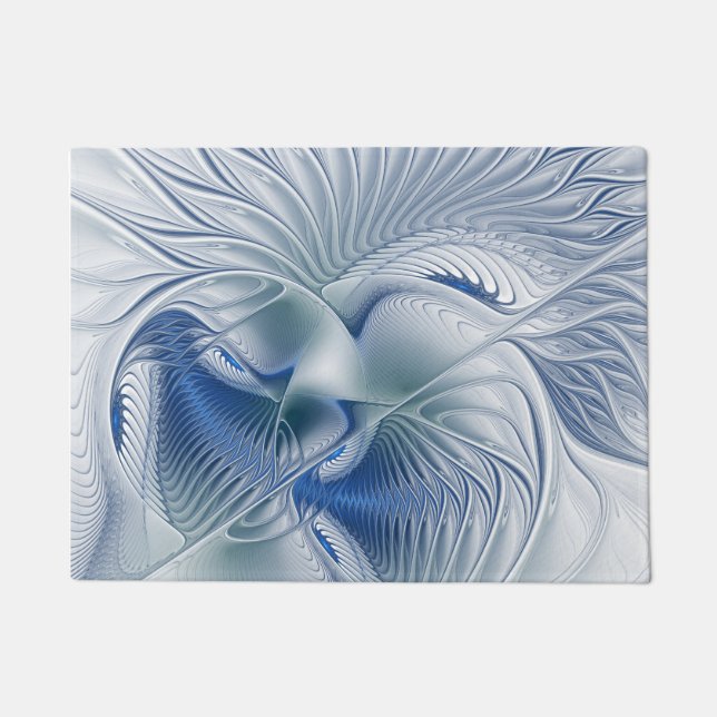 Dynamic Fantasy Abstract Blue Tones Fractal Art Doormat (Front)