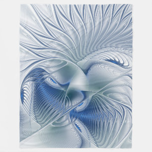 Dynamic Fantasy Abstract Blue Tones Fractal Art Fleece Blanket