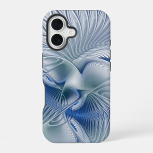 Dynamic Fantasy Abstract Blue Tones Fractal Art iPhone 16 Case