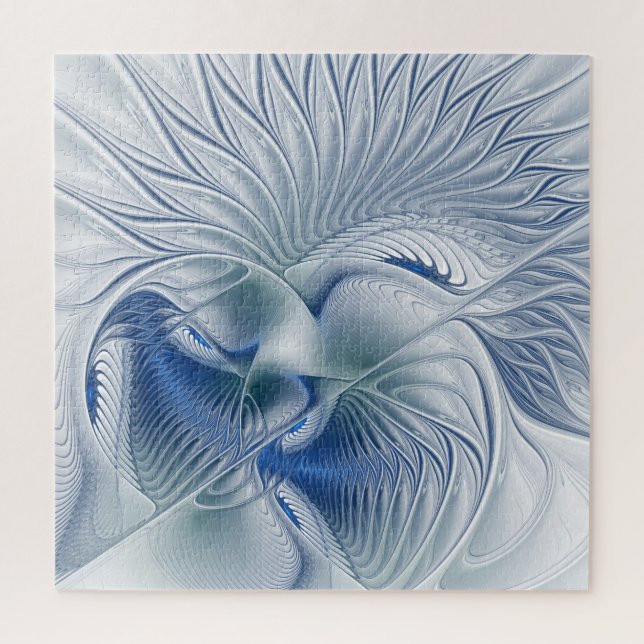 Dynamic Fantasy Abstract Blue Tones Fractal Art Jigsaw Puzzle (Vertical)