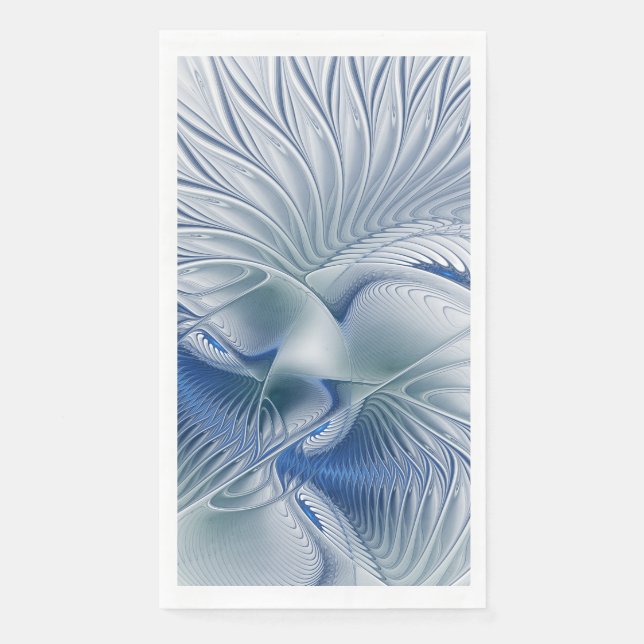 Dynamic Fantasy Abstract Blue Tones Fractal Art Napkin (Front)