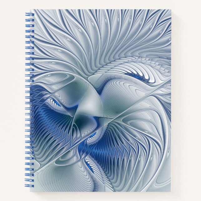 Dynamic Fantasy Abstract Blue Tones Fractal Art Notebook (Front)