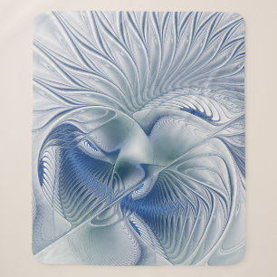 Dynamic Fantasy Abstract Blue Tones Fractal Art Sherpa Blanket