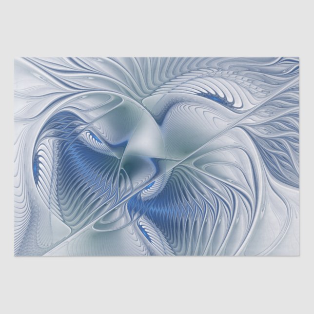 Dynamic Fantasy Abstract Blue Tones Fractal Art Tissue Paper (Front)