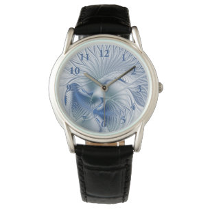 Dynamic Fantasy Abstract Blue Tones Fractal Art Watch