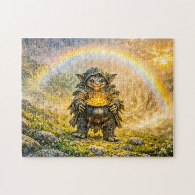 Dynamic Fantasy Goblin with Rainbow Gold Pot Jigsaw Puzzle (Horizontal)