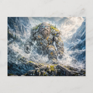 Dynamic Fantasy Troll in Dramatic Atmospheric Land Postcard