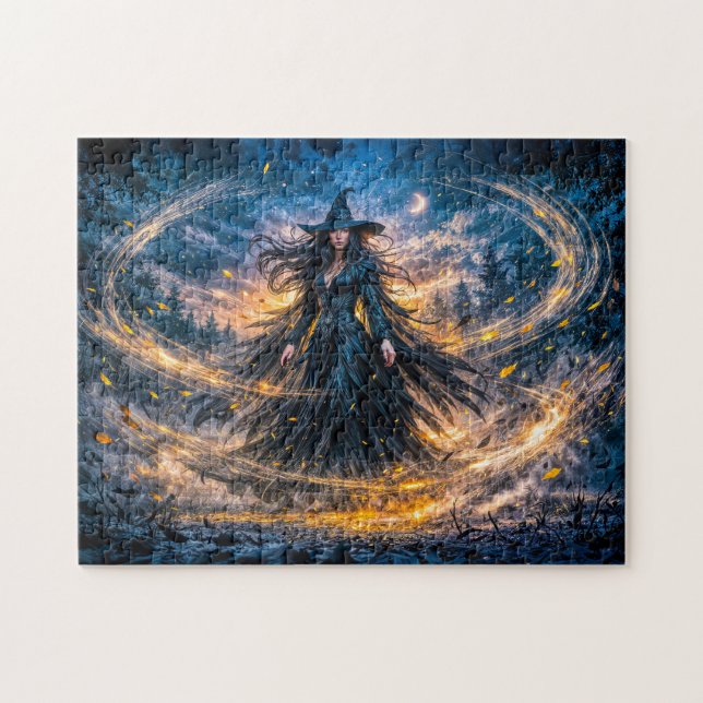 Dynamic Fantasy Witch with Magical Atmospheric Ene Jigsaw Puzzle (Horizontal)