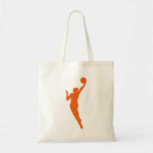 Dynamic Female Basketball Player Silhouette Design Tote Bag