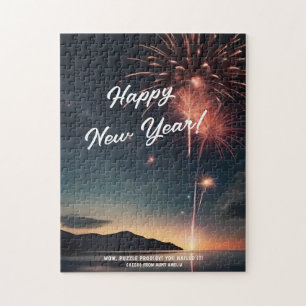 Dynamic Fireworks Photo Happy New Year Greetings Jigsaw Puzzle