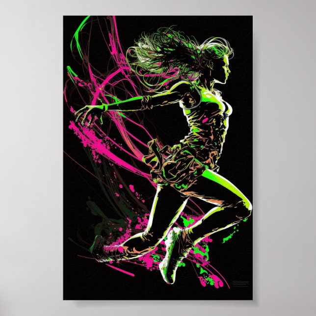 Dynamic Fitness Girl, Female Gym Motivation Poster (Front)