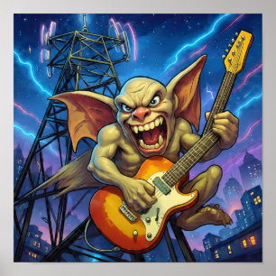 Dynamic Full Color Illustration: Grumpy Gargoyle Poster