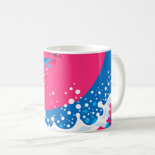 Dynamic Fusion of Pink, Blue and white Waves Coffee Mug