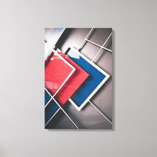 Dynamic Fusion: Red & Blue Geometric Wall Art