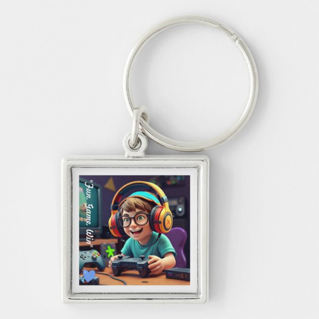 "Dynamic Gaming Cartoon" Key Ring (Front)