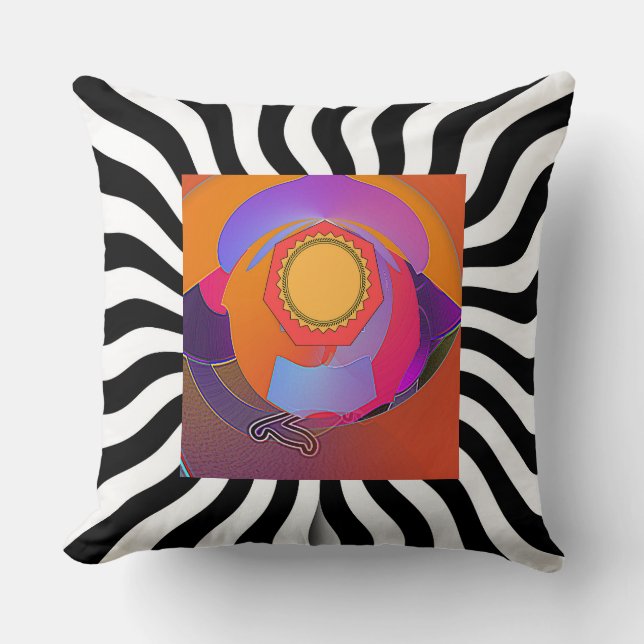 Dynamic Geo Black White Wavy Cushion (Front)