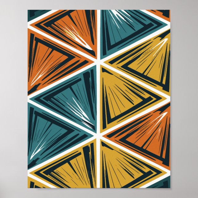 Dynamic Geometric Triangles Pattern Poster (Front)