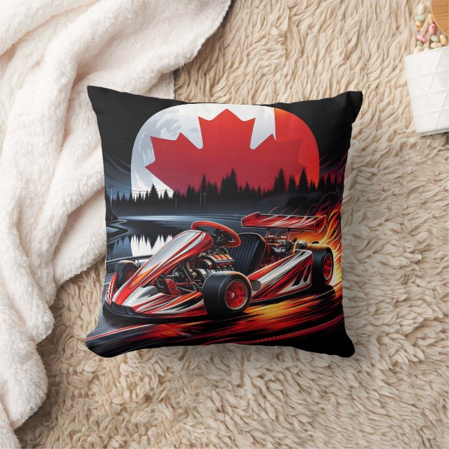 Dynamic go kart under a Canadian moonlight  Cushion (Blanket)