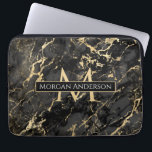 Dynamic Gold & Black Marble, DIY Monogram & Name Laptop Sleeve<br><div class="desc">Trendy Gold and Black Marble computer sleeve for a strong business look that is contemporary and dynamic. Personalise with your Name,  Monogram or company name. Makes a great birthday gift.</div>