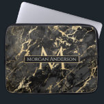 Dynamic Gold & Black Marble, DIY Monogram & Name Laptop Sleeve<br><div class="desc">Trendy Gold and Black Marble computer sleeve for a strong business look that is contemporary and dynamic. Personalise with your Name,  Monogram or company name. Makes a great birthday gift.</div>