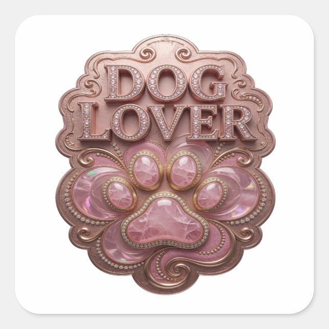 Dynamic Gold DOG LOVER Sticker Art (Front)