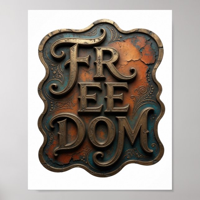 Dynamic Gold FREEDOM Quote Design Poster (Front)