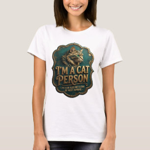 Dynamic Gold I'M A CAT PERSON Slogan Design T-Shirt