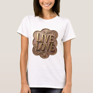 Dynamic Gold LIVE LOVE Modern Design T-Shirt