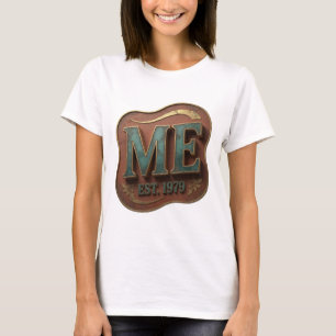 Dynamic Gold ME EST 1979 Artistic Motif T-Shirt