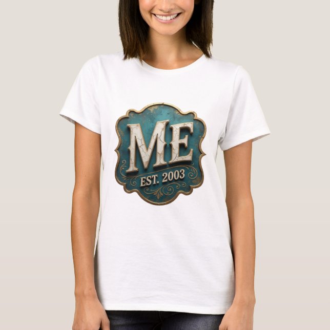 Dynamic Gold ME EST 2003 3D Text Art T-Shirt (Front)