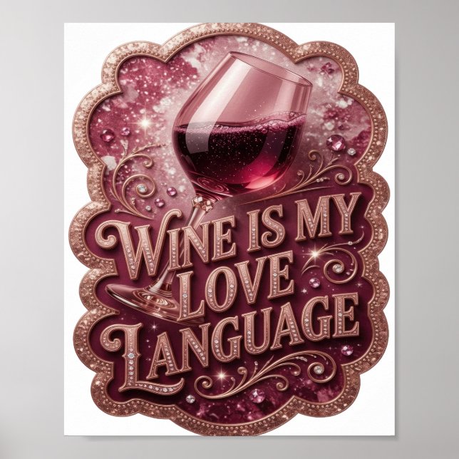Dynamic Gold WINE IS MY LOVE LANGUAGE Poster (Front)