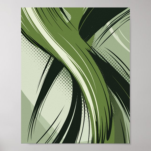 Dynamic Green Abstract Wave Design Poster (Front)