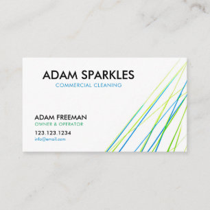 Dynamic Green & Blue Lines Commercial Cleaning Business Card