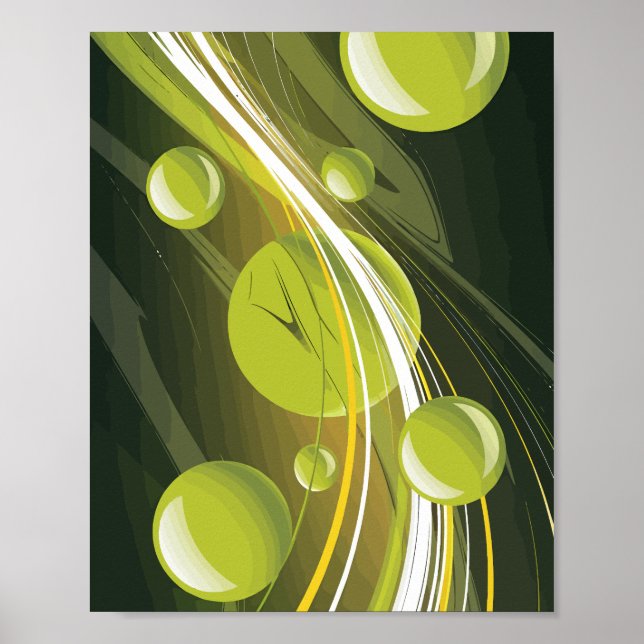 Dynamic Green Sphere and Wave Abstract Design Poster (Front)