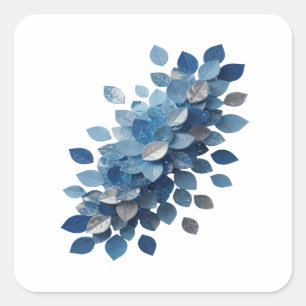 Dynamic Grey BLUE LEAVES Craft Sticker
