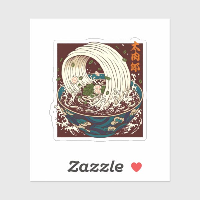 Dynamic Japanese Ramen Wave Noodle Bowl Art (Sheet)