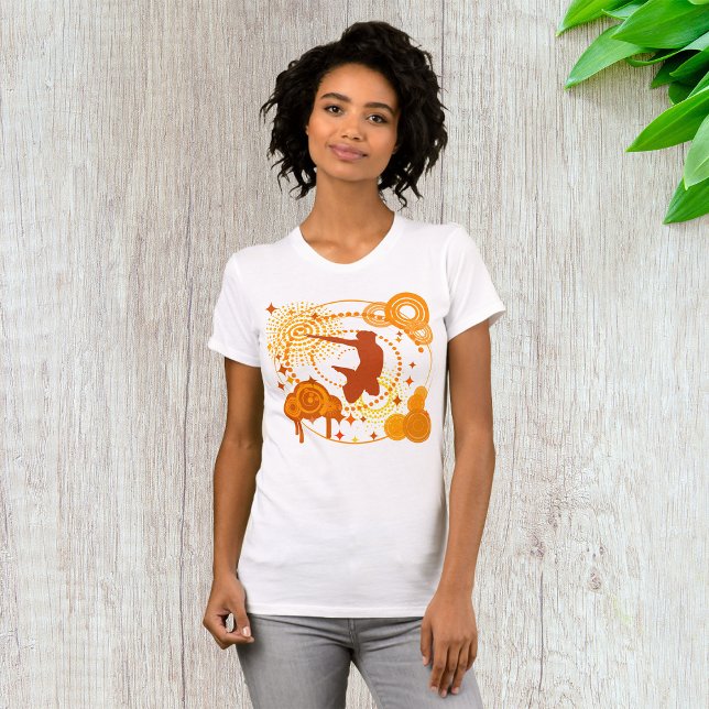 Dynamic Jump Silhouette Abstract Orange Circles T-Shirt (Creator Uploaded)